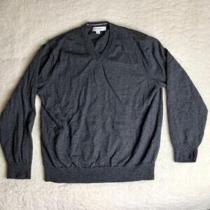 Calvin Klein Wool Gray V Neck Sweater